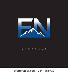 EN Creative Mountain Logo Bold Gradient Letter Branding Design para marcas de negócios ao ar livre
