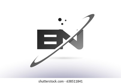 en e n alphabet letter logo black white grey swoosh creative text dots company vector icon design template