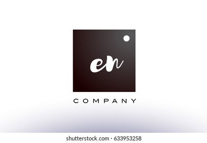 EN E N black white handwritten handwriting alphabet company letter logo square design template dot dots creative abstract