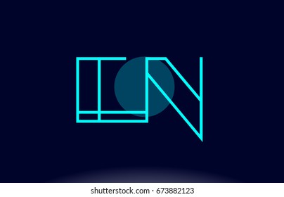 en e n blue line circle letter logo alphabet creative company vector icon design template