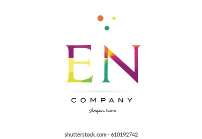 en e n  creative rainbow colors colored alphabet company letter logo design vector icon template
