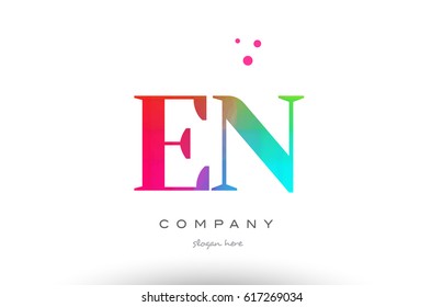 EN E N creative rainbow colors colored artistic alphabet company letter logo design vector icon template