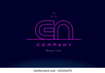 en e n letter alphabet text pink purple dots contour line creative company logo vector icon design template