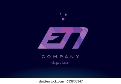 en e n polygon polygonal letter alphabet text pink purple dots creative company logo vector icon design template