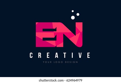 EN E N Purple Letter Logo Design with Low Poly Pink Triangles Concept