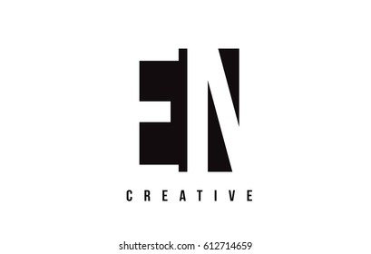 EN E N White Letter Logo Design with Black Square Vector Illustration Template.