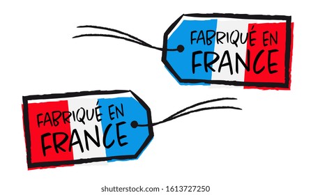 Fabriqué en France : Made in France (in french language) label isolated on white background