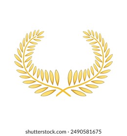 en gold laurel cartoon. certificate prize, circle champion, badge ribbon en gold laurel sign. isolated symbol vector illustration