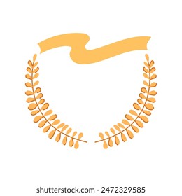 en gold laurel cartoon. winner wreath, prize medal, ribbon honor en gold laurel sign. isolated symbol vector illustration