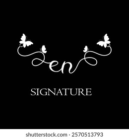 EN Handwritten initial letter, EN simple signature vector logo with butterfly shape variation, beauty, photography letter logo design. E N