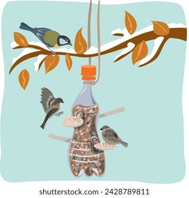 EN
Illustration of a plastic bottle that has been sustainably converted into a bird feeder
