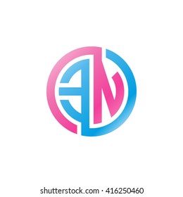 EN initial letters linked circle logo pink blue