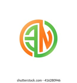 EN initial letters linked circle logo orange green