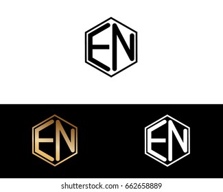EN initial letters linked with hexagon shape logo


