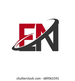 EN initial logo company name colored red and black swoosh design, isolated on white background. vector logo for business and company identity.