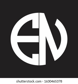 EN Initial Logo design Monogram Isolated on black and white