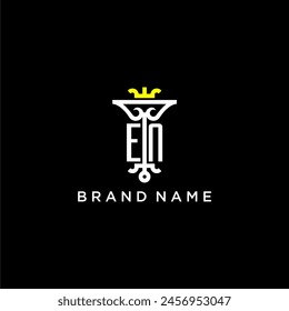 EN initial monogram brand logo design for crown vector image