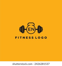 EN Initial Monogram für Fitness- oder Fitnessstudio-Logo mit kreativem Langhanteldesign