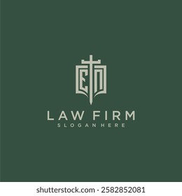 EN initial monogram for law firm with sword and shield logo image