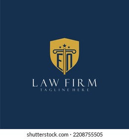 EN initial monogram lawfirm logo with pillar and shield design