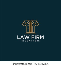 EN initial monogram logo for lawfirm with scale vector design