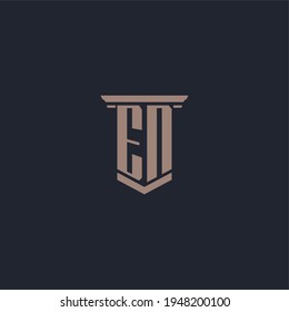 EN initial monogram logo with pillar style design