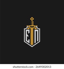 EN monograma inicial para imagem de escudo e espada