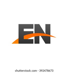 EN initial overlapping swoosh letter logo black orange