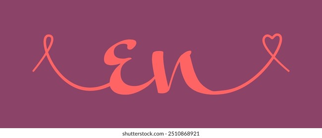 EN initial wedding monogram calligraphy vector illustration. Hand drawn lettering e and n love logo design for valentines day poster, greeting card, photo album, banner print or tattoo.