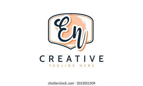 EN Initials, handwriting logo vector