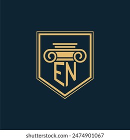 EN Initials Law Firm Logo Lawyer logo with creative law element