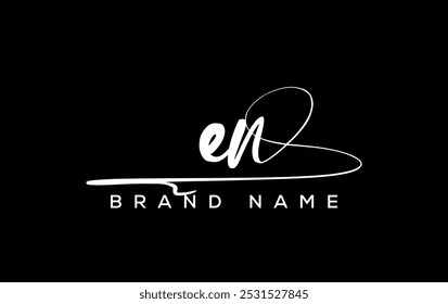 EN letter beauty handwriting vector logo. 