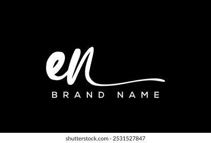 EN letter beauty handwriting vector logo. 