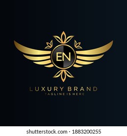 EN Letter Initial with Royal Template.elegant with crown logo vector, Creative Lettering Logo Vector Illustration.