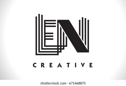 EN Letter Logo With Black Lines Design. Line Letter Symbol Vector Illustration