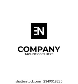 EN Letter Logo Design Black anda White