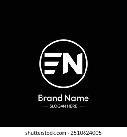 EN Letter Logo Design. Black Background.