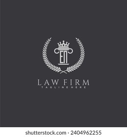 EN letter monogram logo for lawfirm with pillar  crown image design