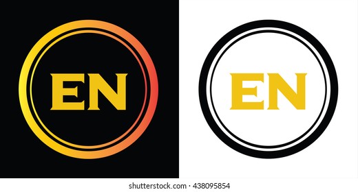 EN letters icon design template elements in abstract background logo, design identity in circle, alphabet letter