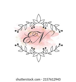 EN letters signature logo, Handwritten logo, EA, EA lettering, Letters EA, E and A logo with flower mandala, Brushstroke, floral and botanical logo, E and A alphabet