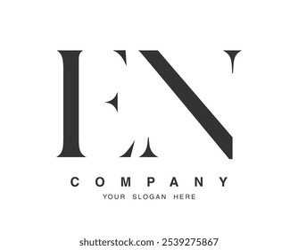 EN logo design. Initial letter e and n serif font style. Creative classic company name typography. Trendy logotype or identity. Vector illustration.