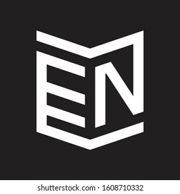 EN Logo Emblem Monogram With Shield Style Design Template Isolated On Black Background