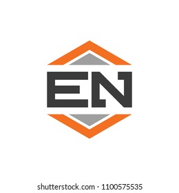 EN Logo Initial Letter Abstract Hexagon