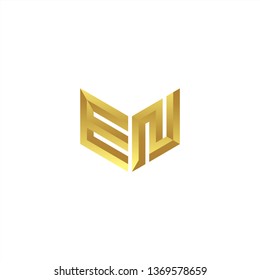 EN Logo letter initial 3d designs templete with gold colors