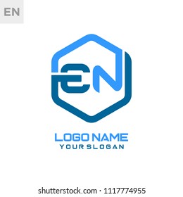 EN logo letter initial, Abstract polygonal Background Logo,