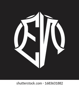 EN Logo monogram with emblem and circle rounded design template