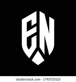 en logo monogram with emblem shield style design template