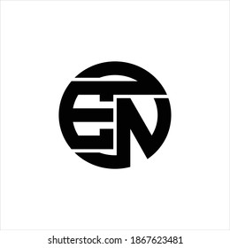 EN Logo monogram with rounded line swipe design template on white background