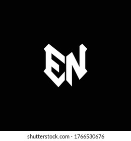 en logo monogram with shield shape design template