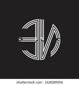 EN Logo monogram triple ribbon style line design template isolated on black background